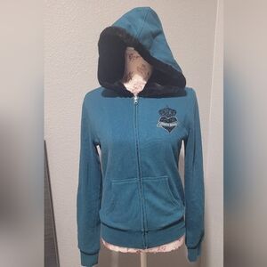 Guess Teal Jacket with Black Hood